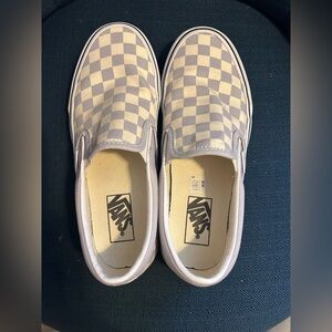 Vans Lilac and Cream Checkered Slip-Ons